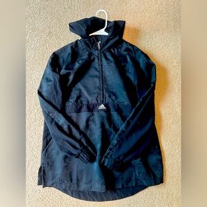 Women’s Adidas 1/2 Zip Pullover Size Large Black with Satin Rose Patternrn